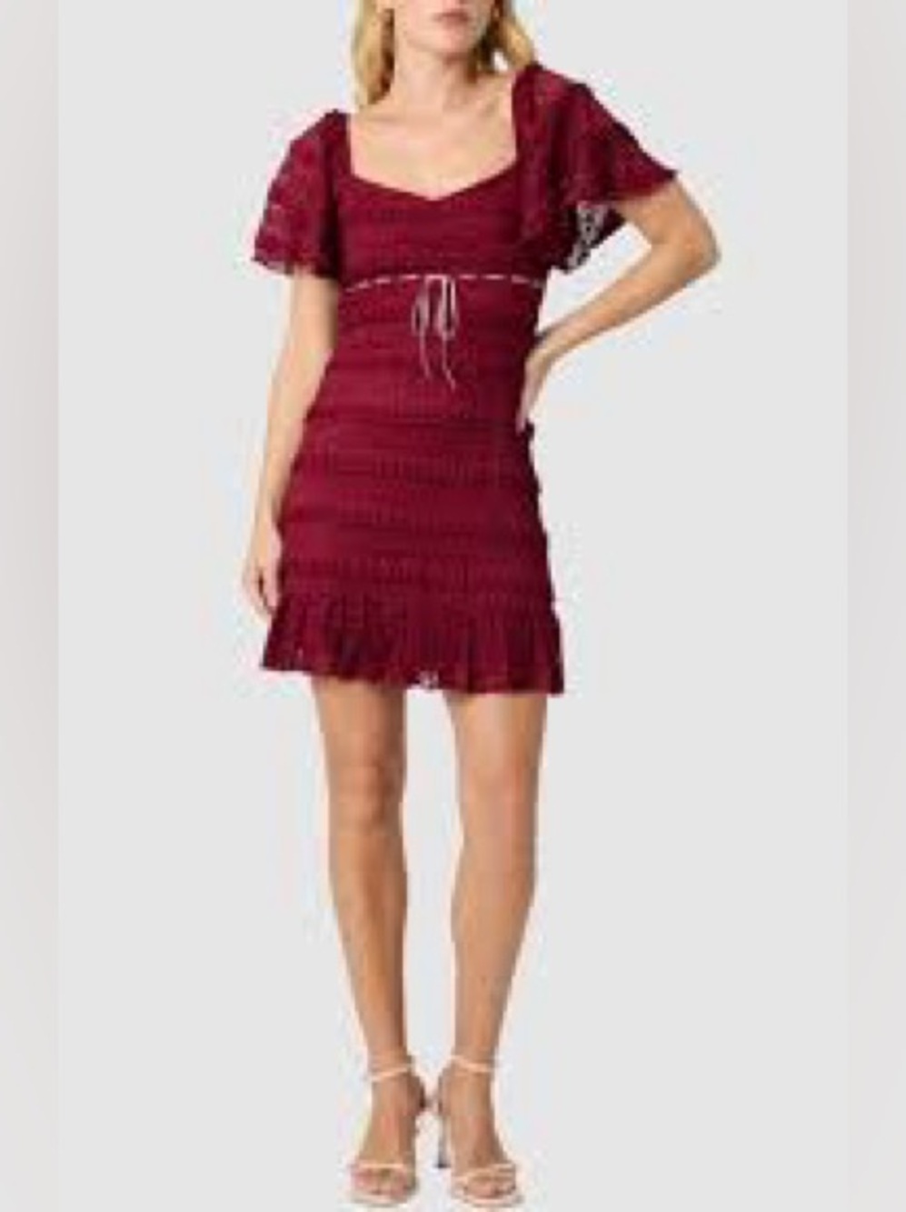 All in Favor Flutter Sleeve Lace Minidress